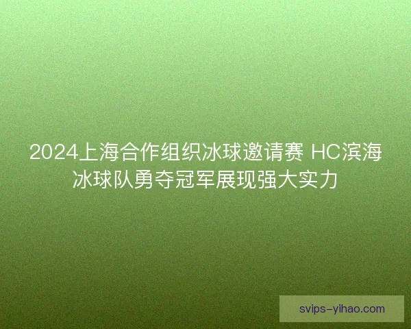 2024上海合作组织冰球邀请赛 HC滨海冰球队勇夺冠军展现强大实力