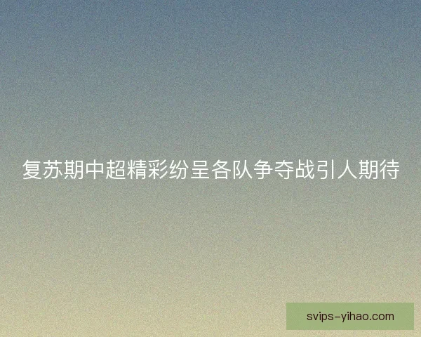 复苏期中超精彩纷呈各队争夺战引人期待