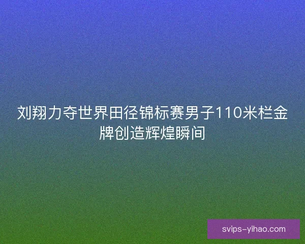 刘翔力夺世界田径锦标赛男子110米栏金牌创造辉煌瞬间 刘翔力夺世界田径锦标赛男子110米栏金牌创造辉煌瞬间